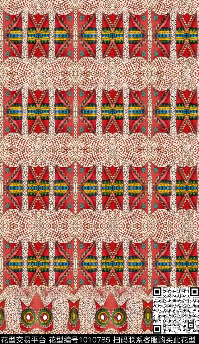 波西米亚复古花纹数码印花华亿平台下载（图片编号: 1010785） - 瓦栏（Walan）