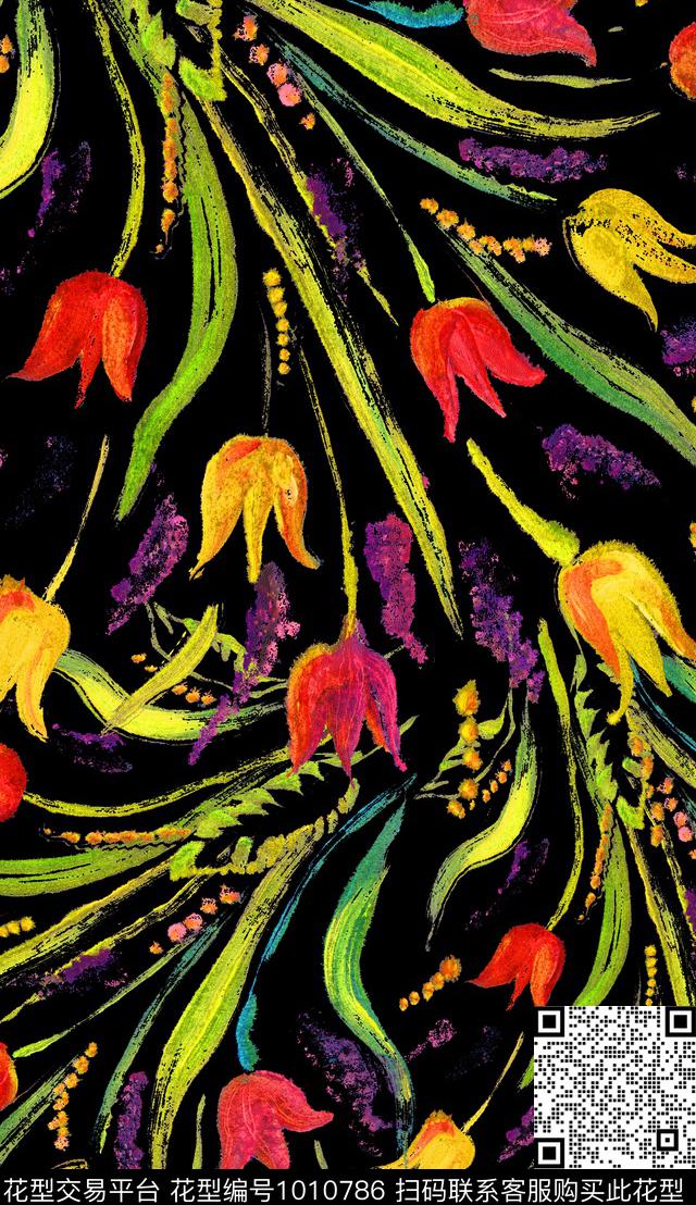 花卉复古杭州数码印花华亿平台下载（图片编号: 1010786） - 瓦栏（Walan）