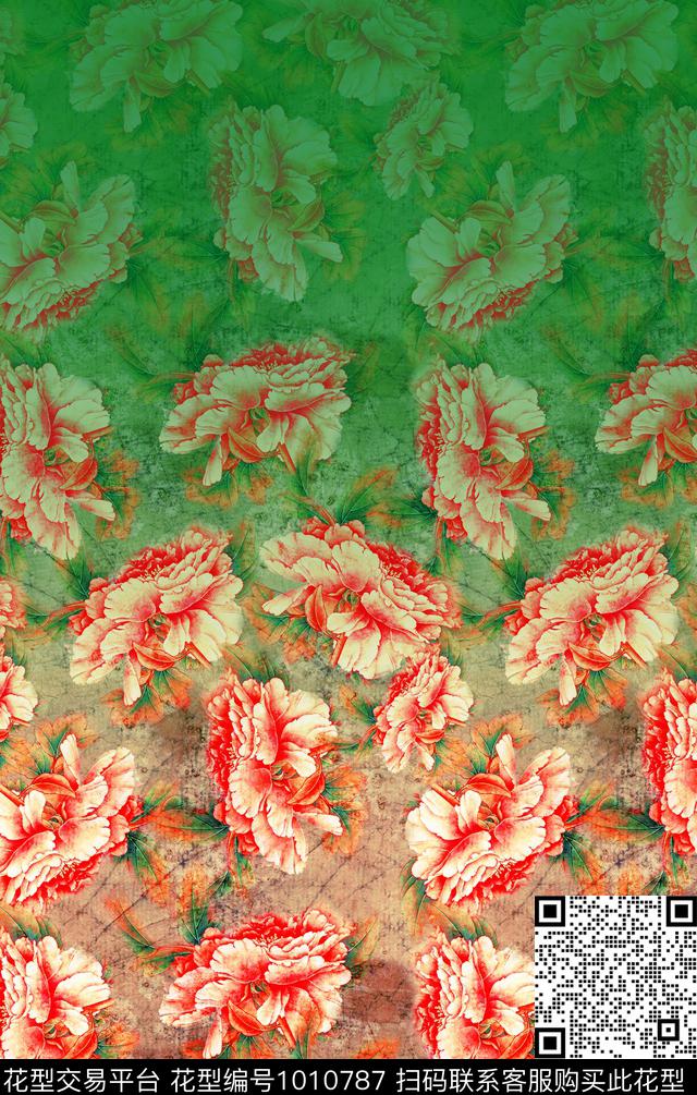花卉复古杭州数码印花华亿平台下载（图片编号: 1010787） - 瓦栏（Walan）