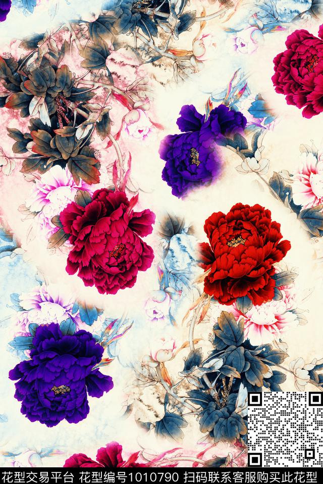 花卉复古杭州数码印花华亿平台下载（图片编号: 1010790） - 瓦栏（Walan）