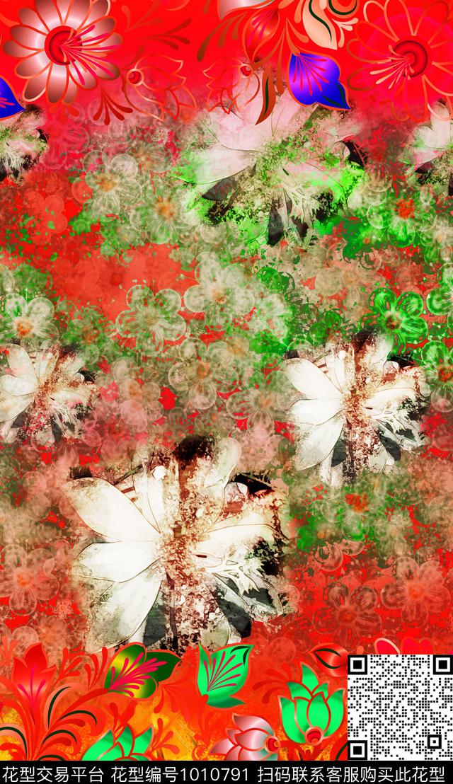 花卉复古杭州数码印花华亿平台下载（图片编号: 1010791） - 瓦栏（Walan）