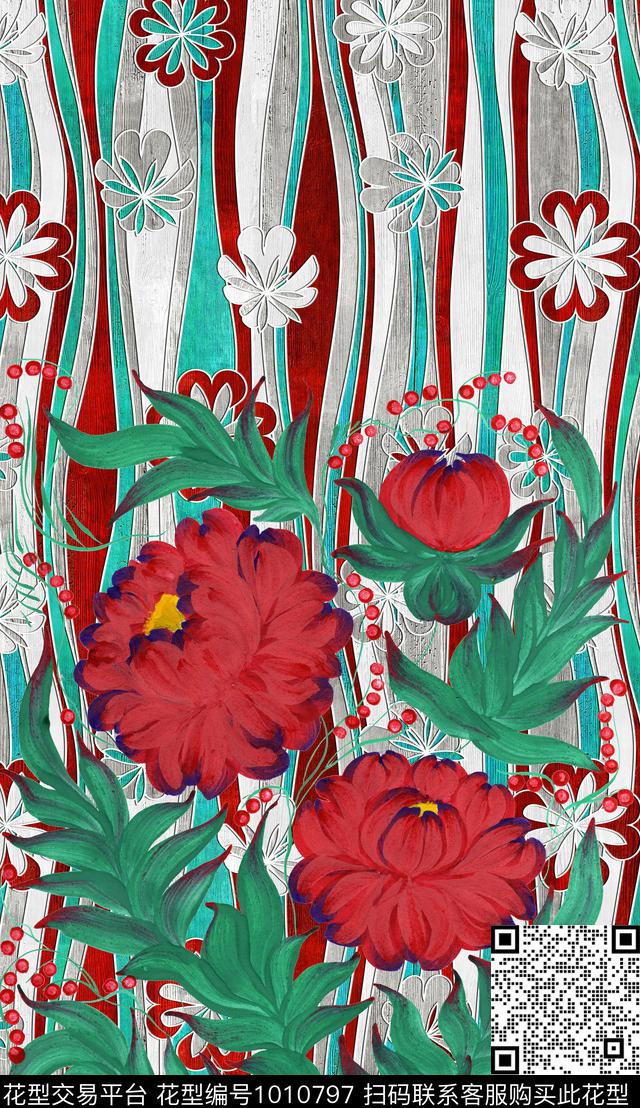 深圳波西米亚定位花数码印花华亿平台下载（图片编号: 1010797） - 瓦栏（Walan）