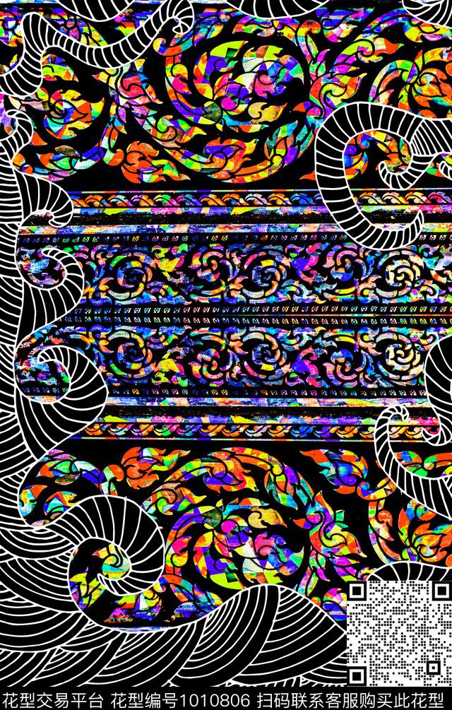 深圳波西米亚几何数码印花华亿平台下载（图片编号: 1010806） - 瓦栏（Walan）