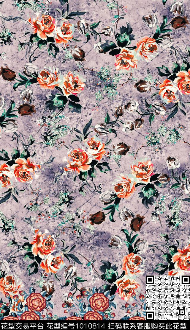 花卉复古杭州数码印花华亿平台下载（图片编号: 1010814） - 瓦栏（Walan）