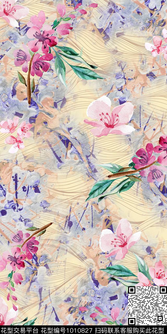 小碎花手绘花卉满版散花数码印花华亿平台下载（图片编号: 1010827） - 瓦栏（Walan）