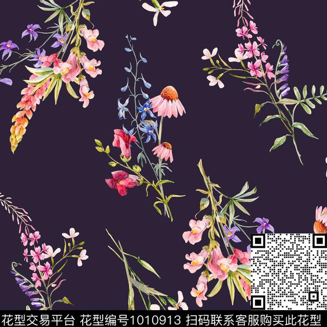 民族风古典花纹清爽底花卉数码印花华亿平台下载（图片编号: 1010913） - 瓦栏（Walan）