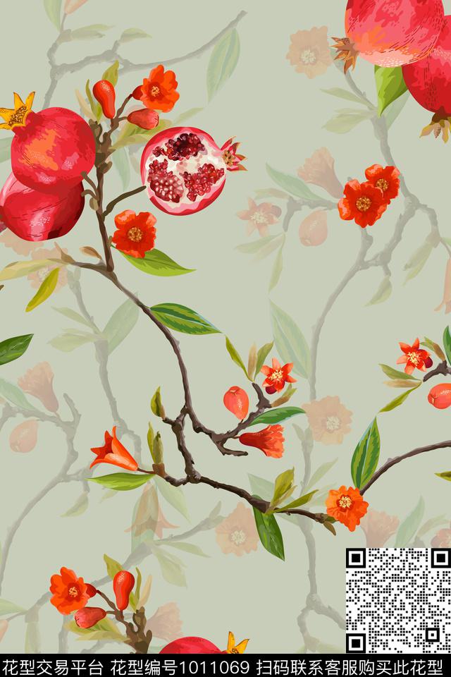 数码华亿平台花卉大牌风数码印花华亿平台下载（图片编号: 1011069） - 瓦栏（Walan）