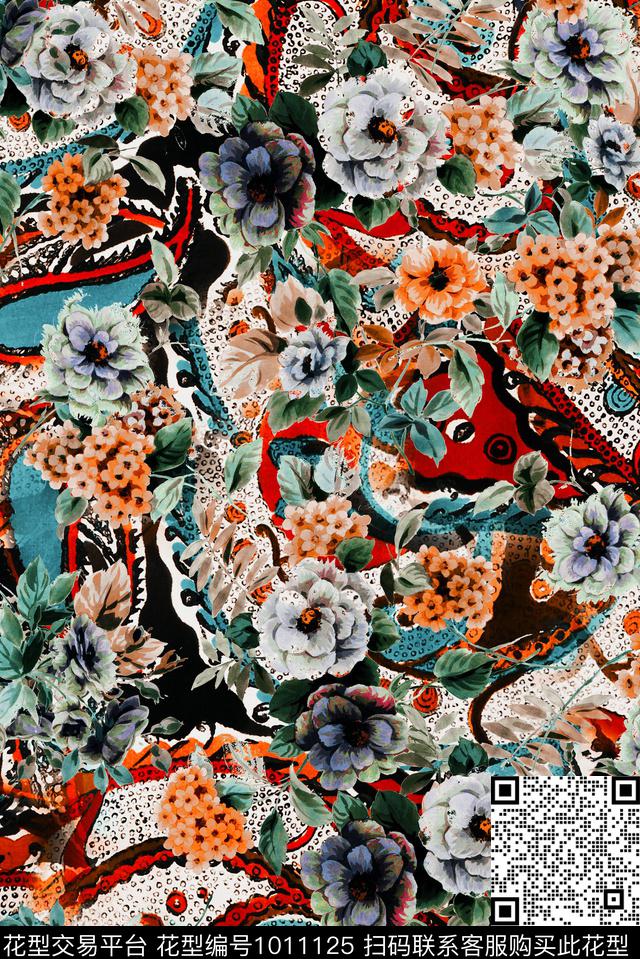 民族风真丝复古数码印花华亿平台下载（图片编号: 1011125） - 瓦栏（Walan）