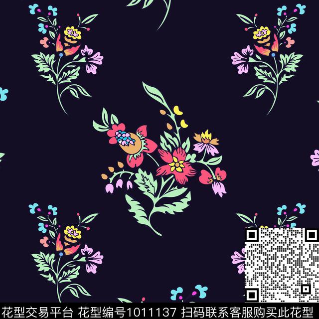 民族风古典花纹花卉数码印花华亿平台下载（图片编号: 1011137） - 瓦栏（Walan）