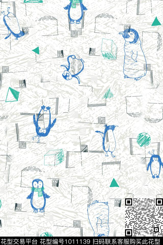 趣味线条笔触数码印花华亿平台下载（图片编号: 1011139） - 瓦栏（Walan）