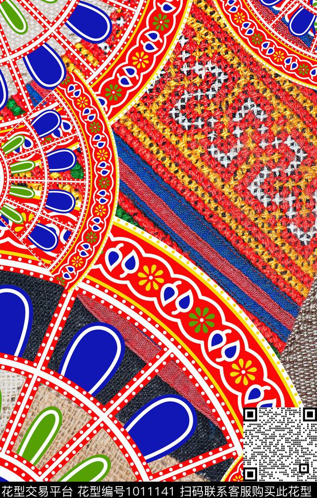 数码华亿平台波西米亚定位花数码印花华亿平台下载（图片编号: 1011141） - 瓦栏（Walan）