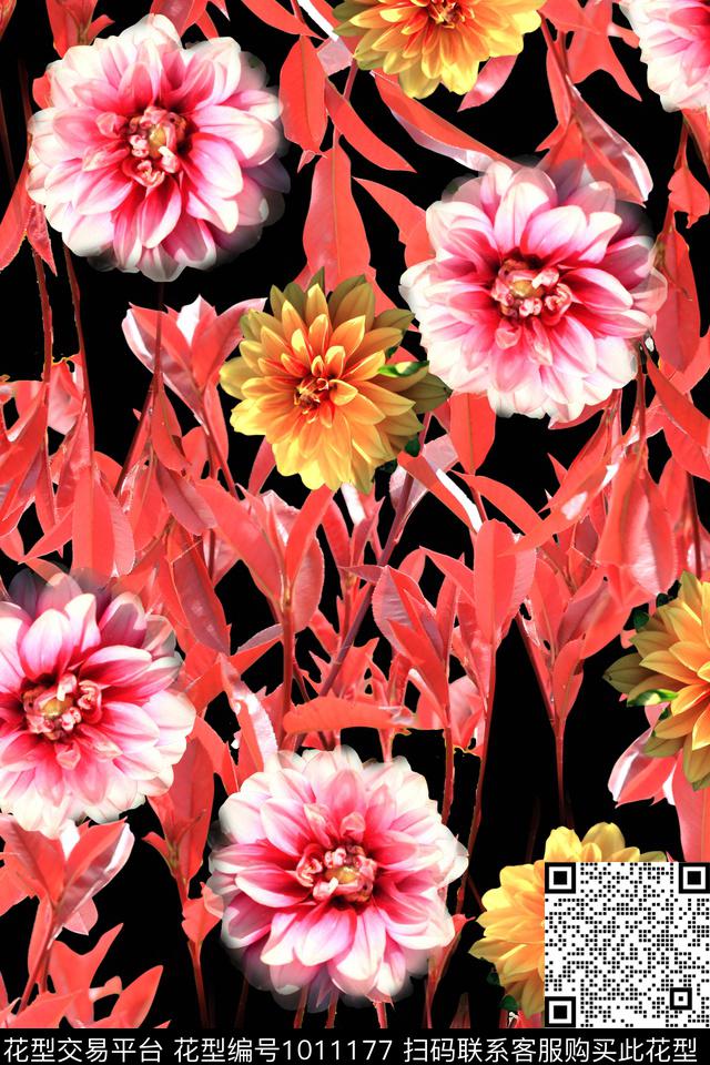 大花数码华亿平台花卉数码印花华亿平台下载（图片编号: 1011177） - 瓦栏（Walan）