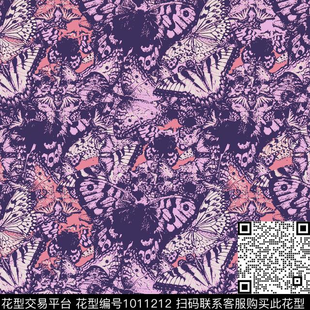 女装蝴蝶花卉蝴蝶传统印花华亿平台下载（图片编号: 1011212） - 瓦栏（Walan）