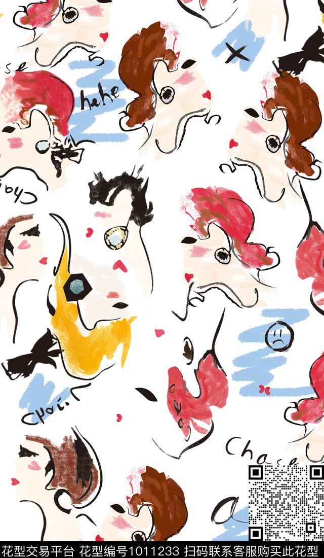 抽象花卉大牌风数码印花华亿平台下载（图片编号: 1011233） - 瓦栏（Walan）