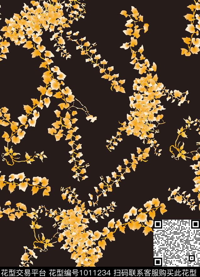 抽象花卉大牌风数码印花华亿平台下载（图片编号: 1011234） - 瓦栏（Walan）