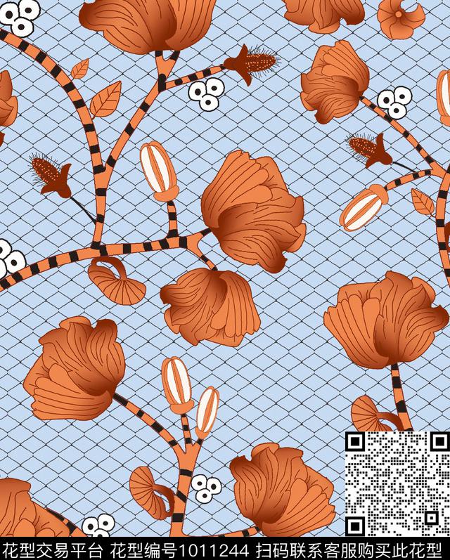 数码华亿平台花卉大牌风数码印花华亿平台下载（图片编号: 1011244） - 瓦栏（Walan）