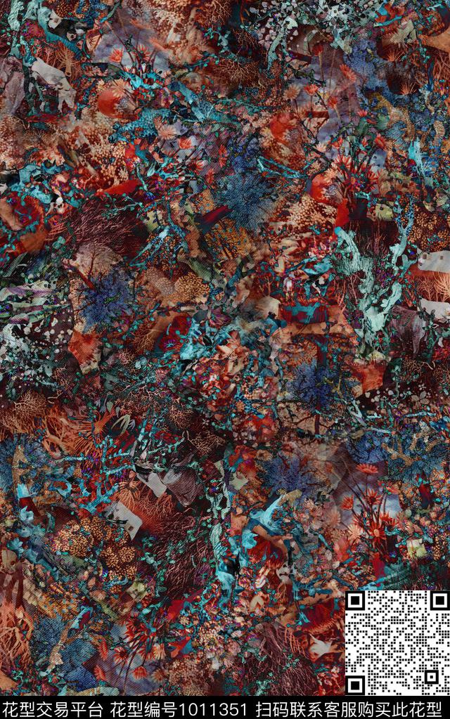 数码华亿平台民族风抽象数码印花华亿平台下载（图片编号: 1011351） - 瓦栏（Walan）