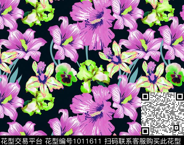 大花民族风花卉数码印花华亿平台下载（图片编号: 1011611） - 瓦栏（Walan）
