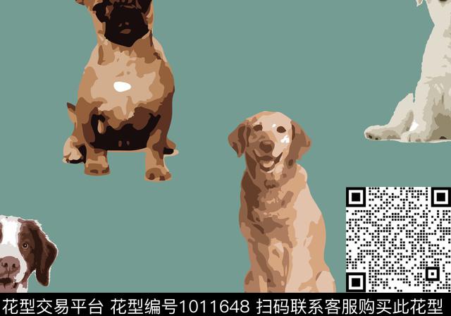 可爱狗几何数码印花华亿平台下载（图片编号: 1011648） - 瓦栏（Walan）