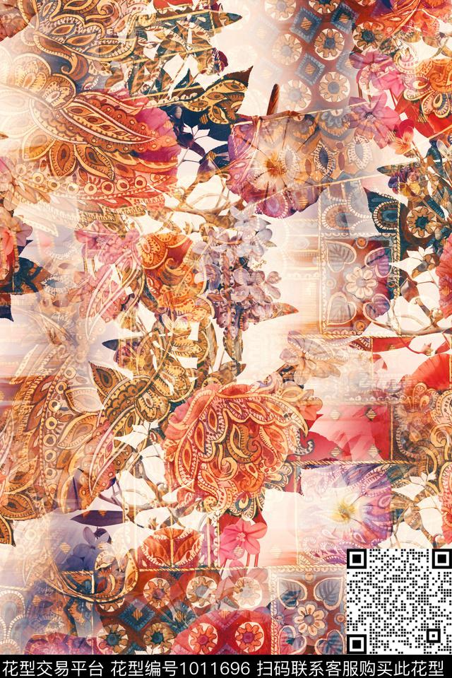 植物花卉满版散花数码印花华亿平台下载（图片编号: 1011696） - 瓦栏（Walan）