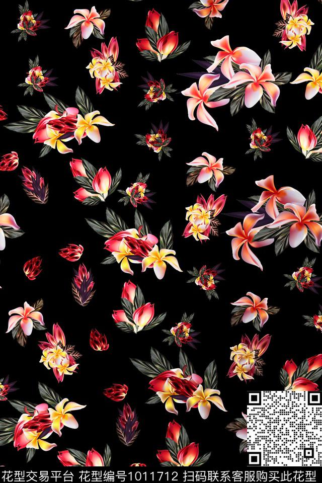 数码华亿平台花卉清爽底花卉数码印花华亿平台下载（图片编号: 1011712） - 瓦栏（Walan）