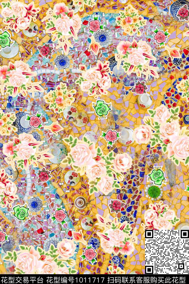 植物花卉满版散花数码印花华亿平台下载（图片编号: 1011717） - 瓦栏（Walan）