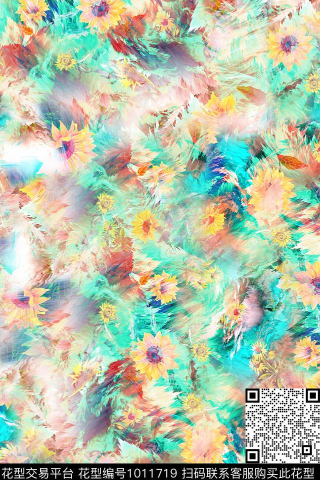 植物花卉满版散花数码印花华亿平台下载（图片编号: 1011719） - 瓦栏（Walan）