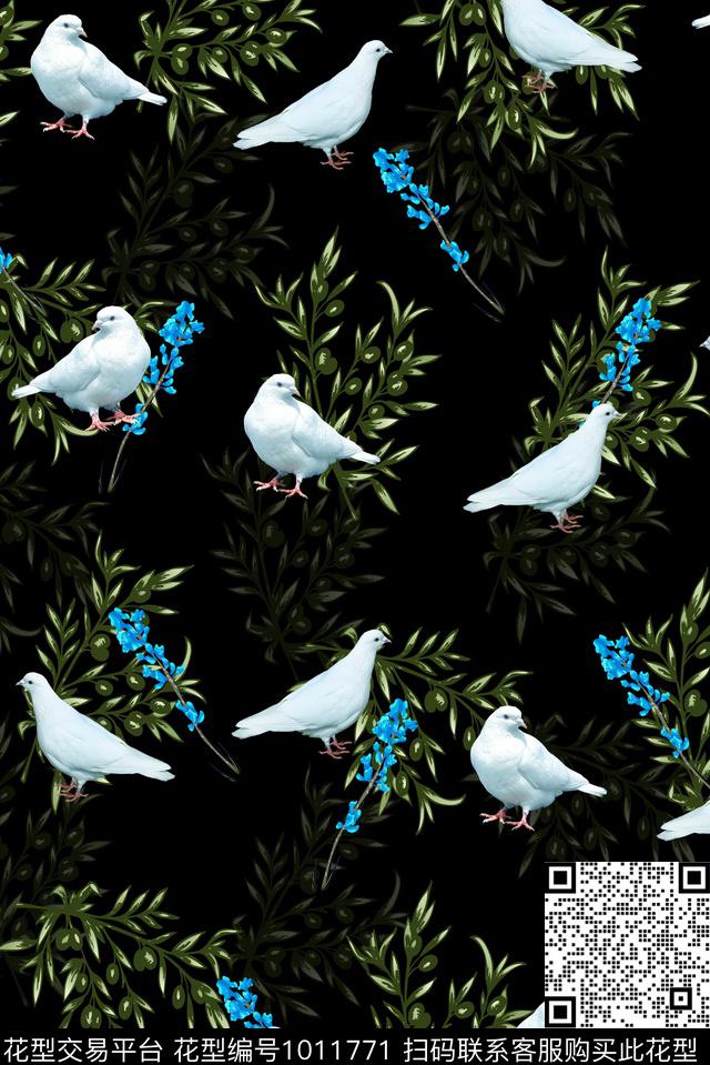 男装和平鸽橄榄枝数码印花华亿平台下载（图片编号: 1011771） - 瓦栏（Walan）