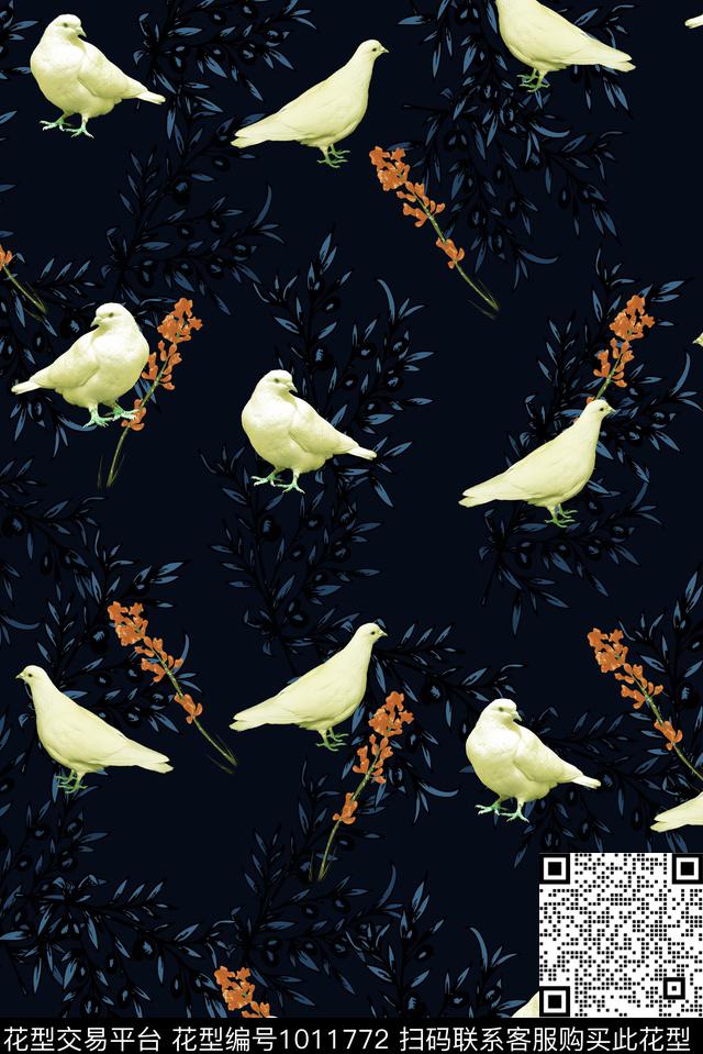 男装和平鸽橄榄枝数码印花华亿平台下载（图片编号: 1011772） - 瓦栏（Walan）