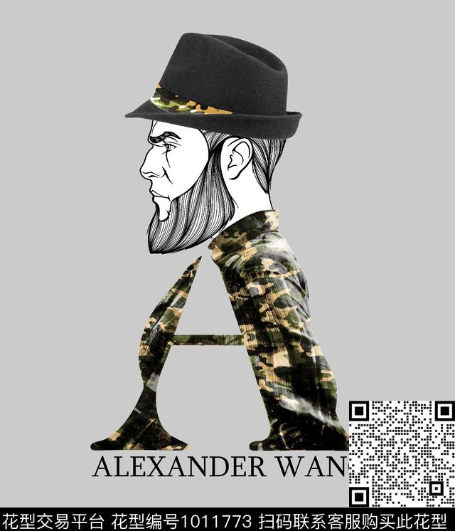 人物抽象潮牌数码印花华亿平台下载（图片编号: 1011773） - 瓦栏（Walan）