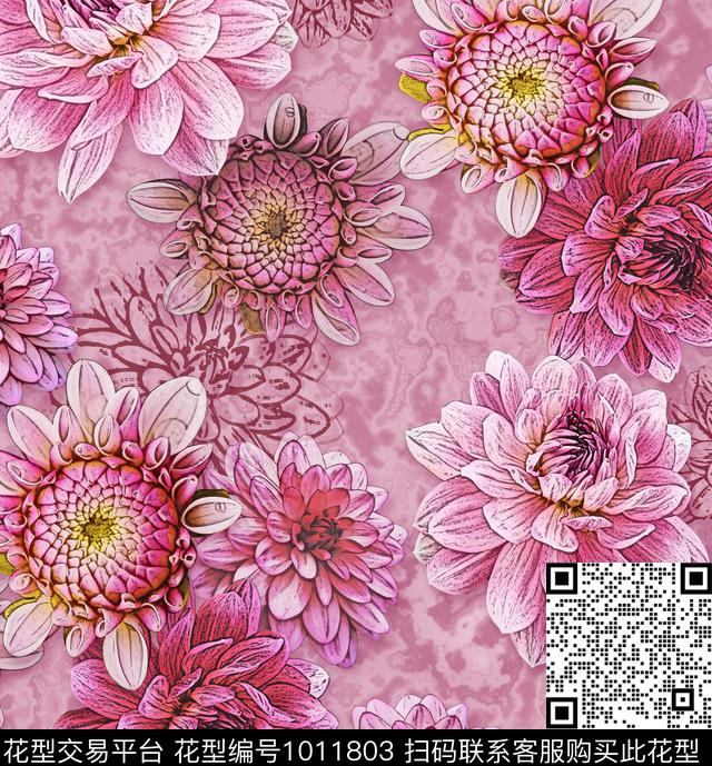 春夏华亿平台花卉女装数码印花华亿平台下载（图片编号: 1011803） - 瓦栏（Walan）