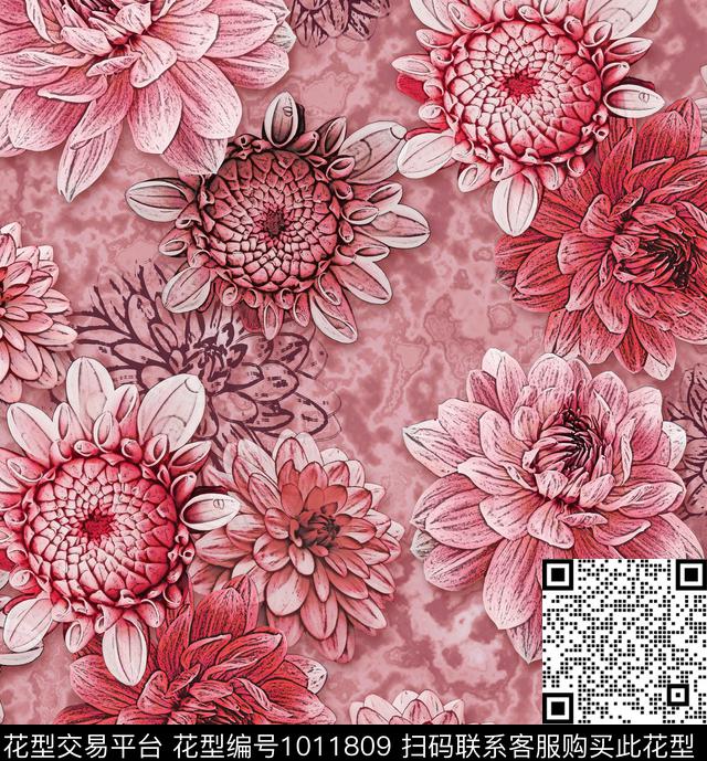 春夏华亿平台花卉女装数码印花华亿平台下载（图片编号: 1011809） - 瓦栏（Walan）