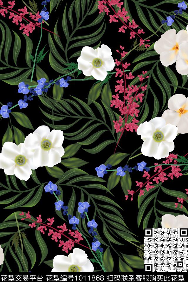 数码华亿平台花卉大牌风数码印花华亿平台下载（图片编号: 1011868） - 瓦栏（Walan）