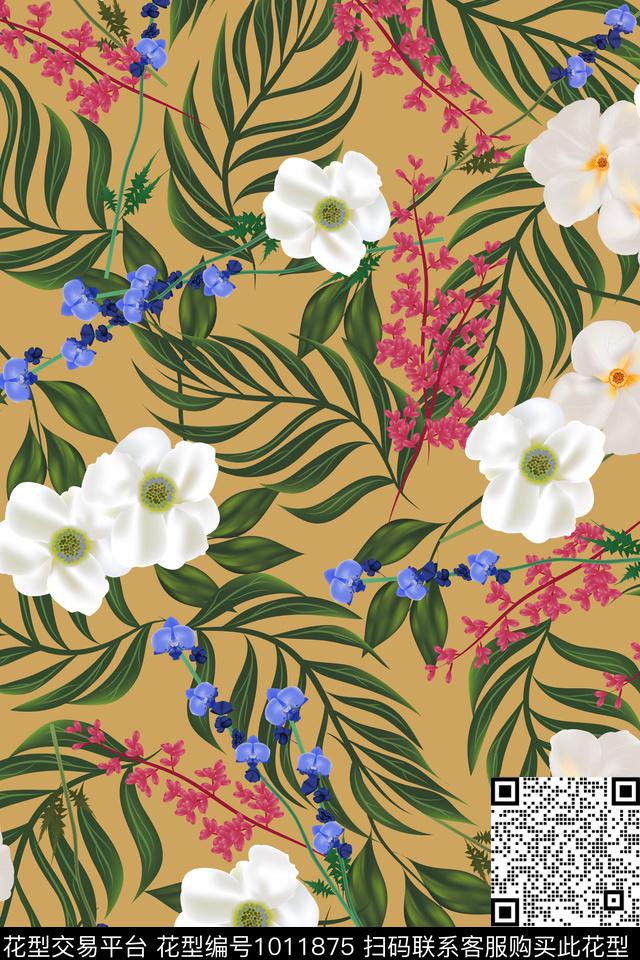 数码华亿平台花卉大牌风数码印花华亿平台下载（图片编号: 1011875） - 瓦栏（Walan）
