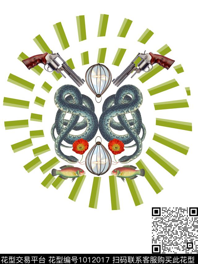 蛇鱼枪支数码印花华亿平台下载（图片编号: 1012017） - 瓦栏（Walan）