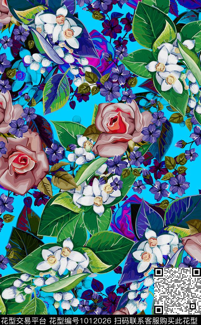 数码华亿平台秋冬华亿平台花卉数码印花华亿平台下载（图片编号: 1012026） - 瓦栏（Walan）