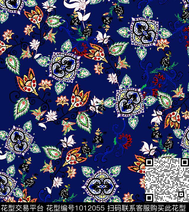 大花民族风大牌风传统印花华亿平台下载（图片编号: 1012055） - 瓦栏（Walan）