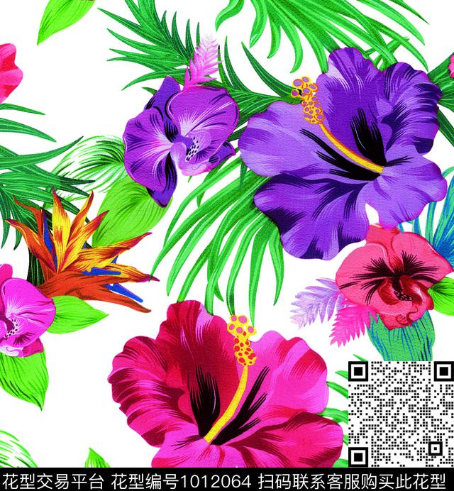 风格化花卉雪纺花卉数码印花华亿平台下载（图片编号: 1012064） - 瓦栏（Walan）