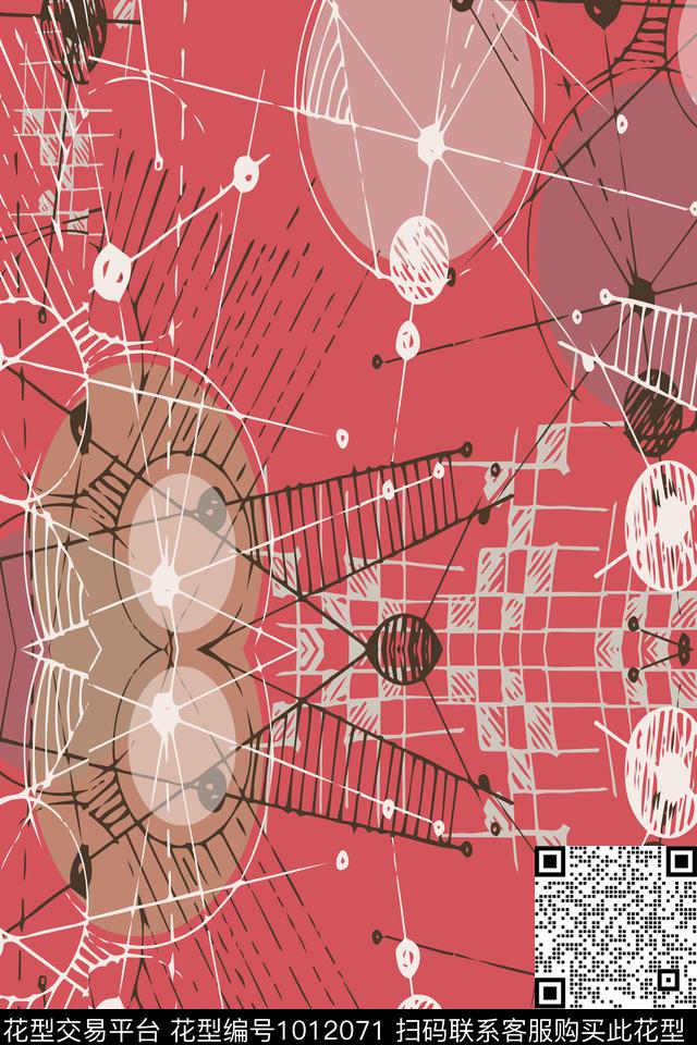 几何定位大牌风年轻女性数码印花华亿平台下载（图片编号: 1012071） - 瓦栏（Walan）