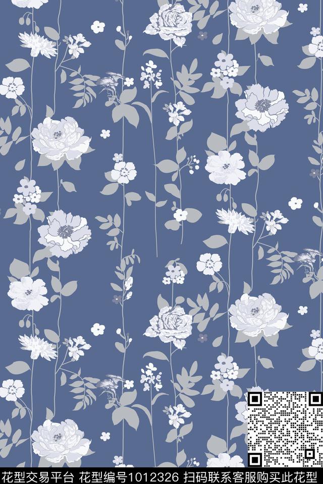 水彩花卉花卉清爽底花卉数码印花华亿平台下载（图片编号: 1012326） - 瓦栏（Walan）