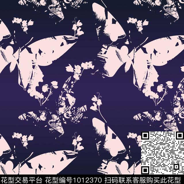 女装蝴蝶花卉蝴蝶数码印花华亿平台下载（图片编号: 1012370） - 瓦栏（Walan）