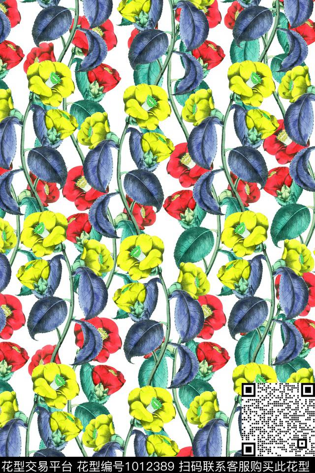 花卉艳丽春日华亿平台青春活力数码印花华亿平台下载（图片编号: 1012389） - 瓦栏（Walan）