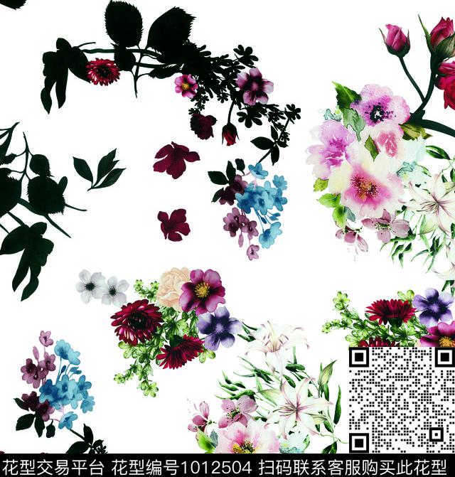 热带华亿平台古典花纹清爽底花卉数码印花华亿平台下载（图片编号: 1012504） - 瓦栏（Walan）