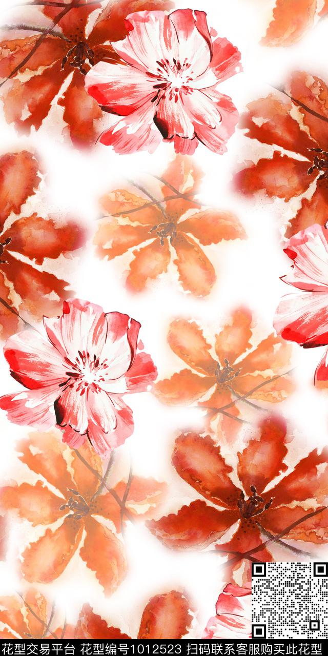 数码华亿平台花卉大牌风数码印花华亿平台下载（图片编号: 1012523） - 瓦栏（Walan）