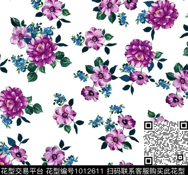 数码华亿平台淑女花卉数码印花华亿平台下载（图片编号: 1012611） - 瓦栏（Walan）