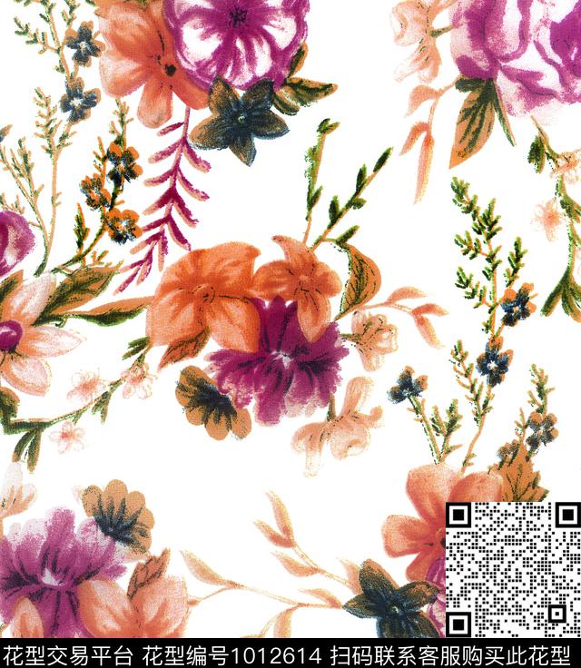 数码华亿平台淑女花卉数码印花华亿平台下载（图片编号: 1012614） - 瓦栏（Walan）