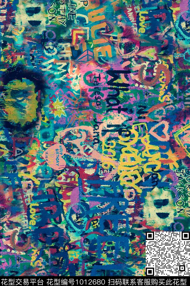 数码华亿平台涂鸦肌理数码印花华亿平台下载（图片编号: 1012680） - 瓦栏（Walan）