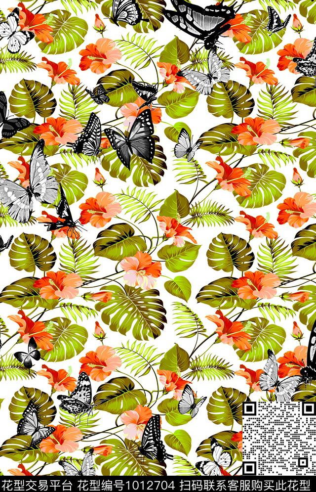 花卉女装花卉蝴蝶数码印花华亿平台下载（图片编号: 1012704） - 瓦栏（Walan）
