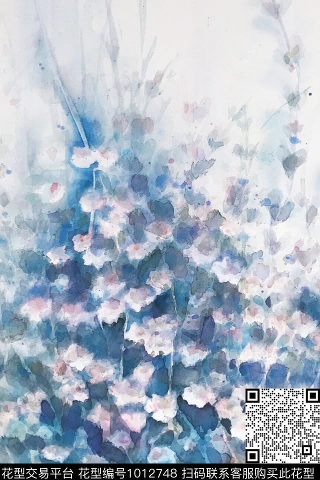 数码华亿平台手绘花卉花卉数码印花华亿平台下载（图片编号: 1012748） - 瓦栏（Walan）