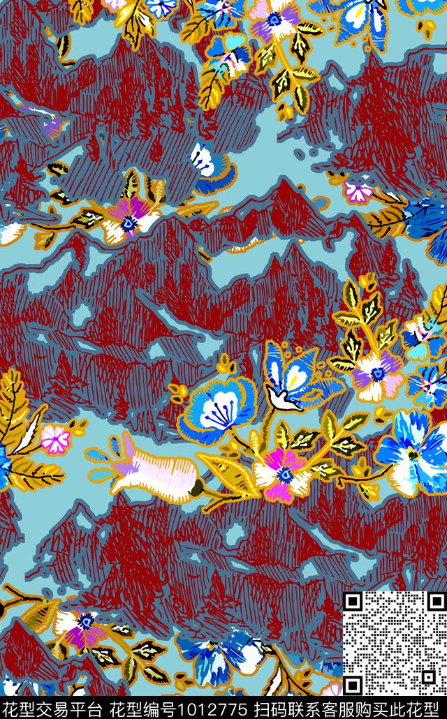 数码华亿平台彩底花卉女装数码印花华亿平台下载（图片编号: 1012775） - 瓦栏（Walan）